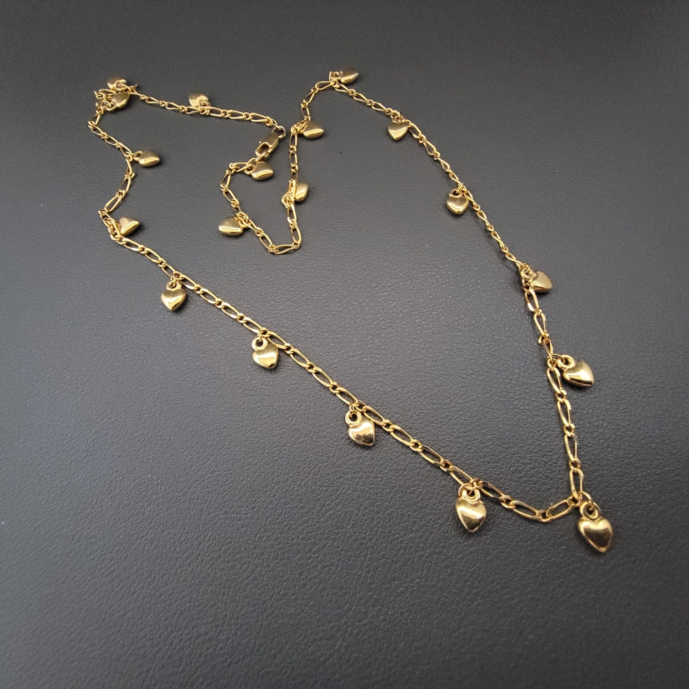 Gold Tone Heart Charm Necklace – Dainty Y2K Style